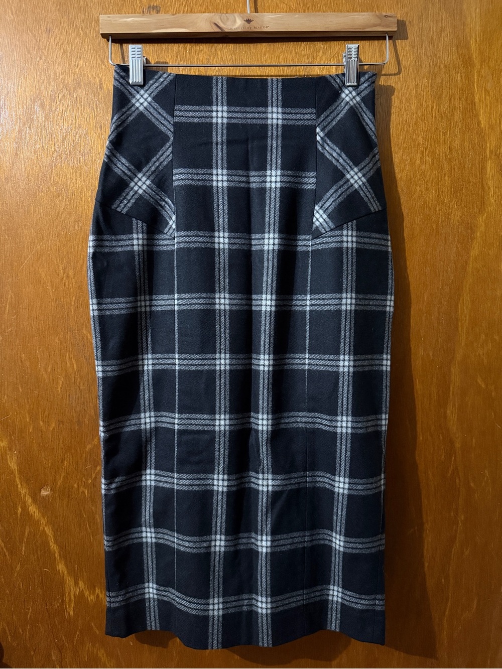 NWOT Body by Victoria Black & White Plaid High Waist Pencil Skirt - Size 4